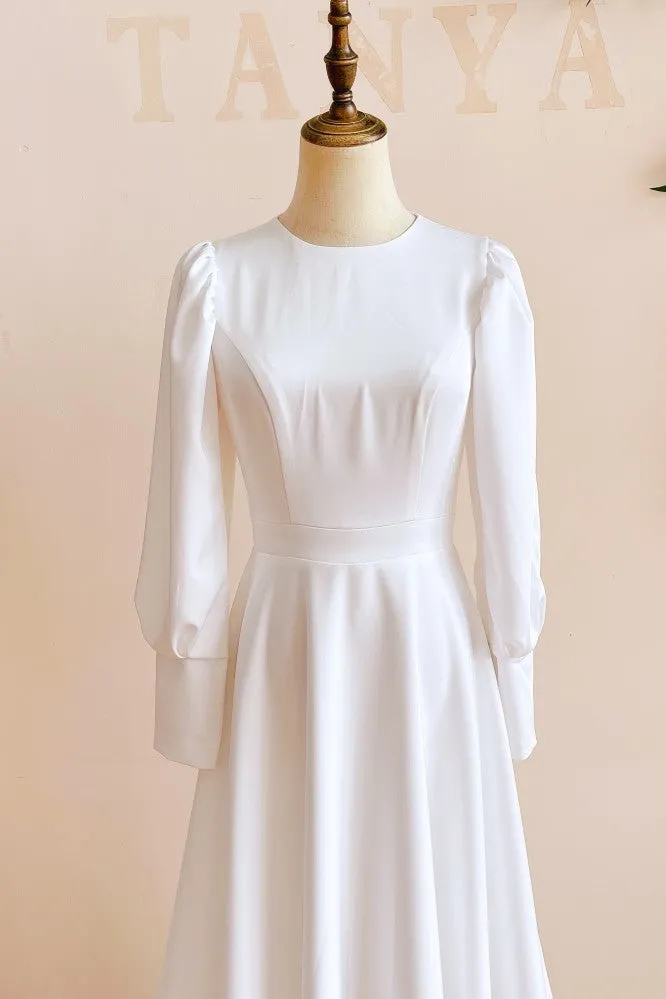 Glynis | Modest A Line Long Sleeves Wedding Dress Vintage Gown sold by KissProm product image thumbnail 5