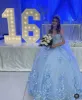 Sky Blue Long Dress 3D Applique Off Shoulder Ball Gown Quinceanera Dresses sold by KissProm
