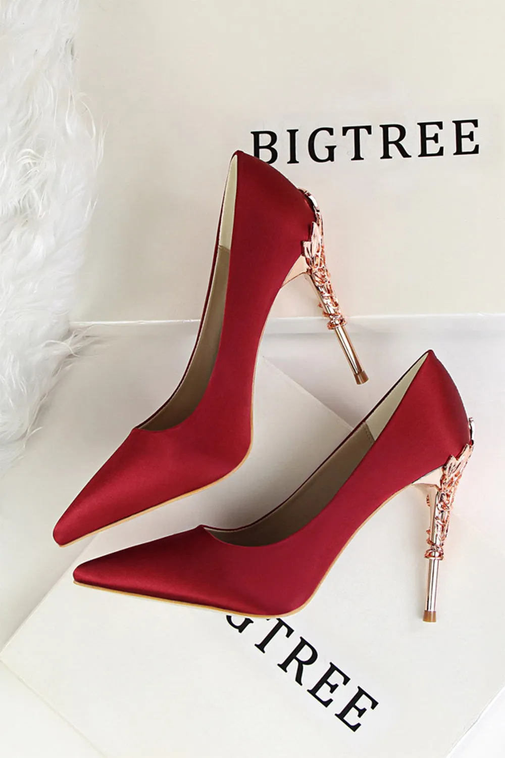Burgundy Shallow Metal Stiletto Heels sold by KissProm product image thumbnail 3