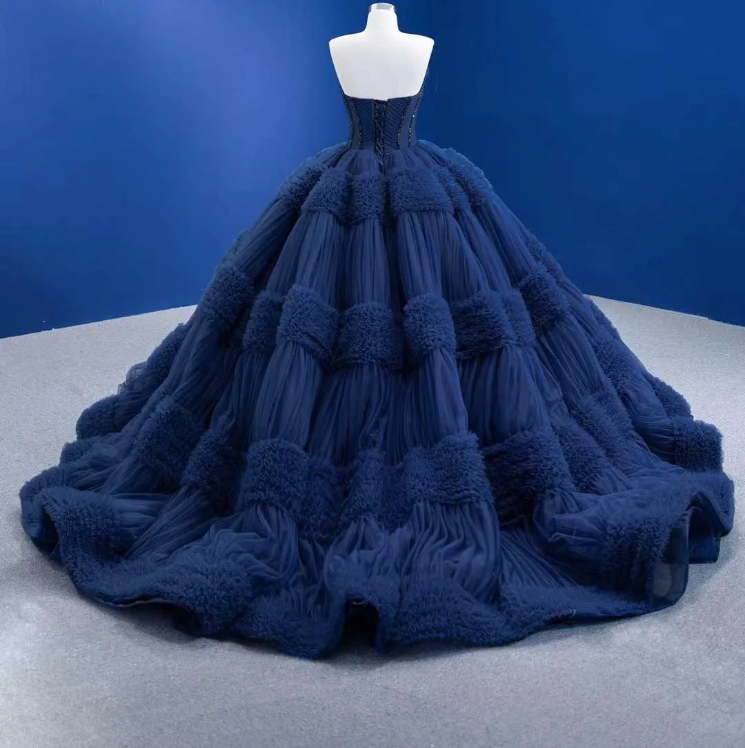 Quinceanera Dress Graceful Backless Ball Gown Navy Blue Prom Dresses sold by KissProm product image thumbnail 4