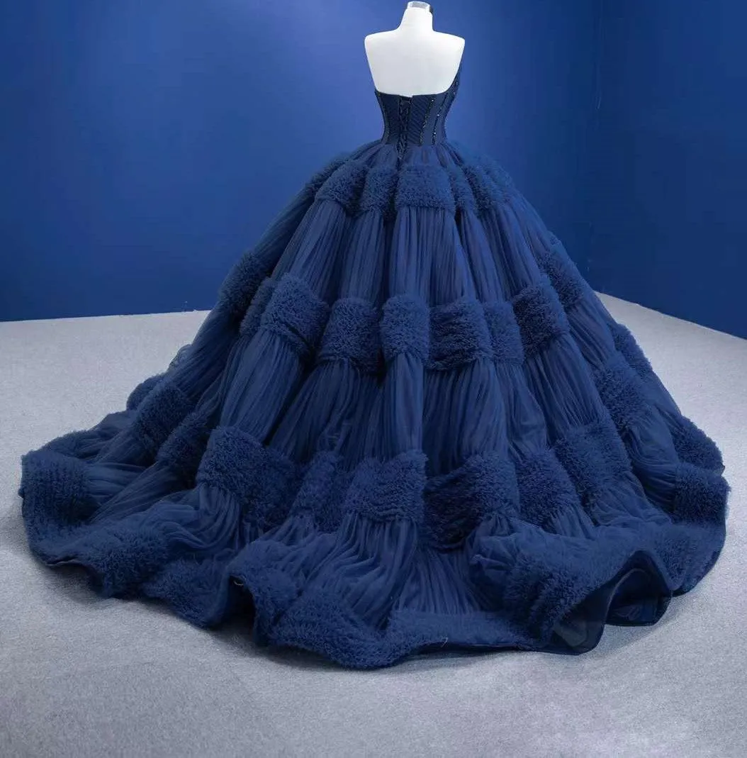 Quinceanera Dress Graceful Backless Ball Gown Navy Blue Prom Dresses sold by KissProm product image thumbnail 3