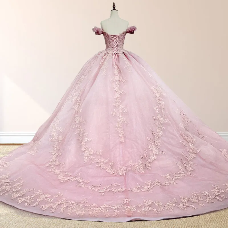 Pink Ball Gown Off the Shoulder Quinceanera Dresses sold by KissProm product image thumbnail 5
