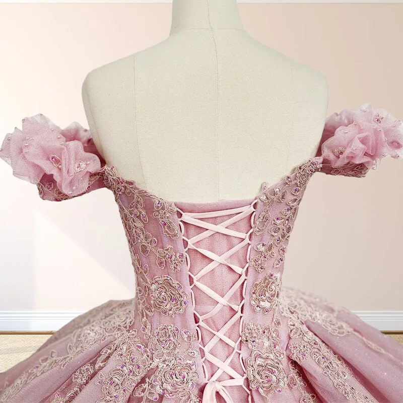 Pink Ball Gown Off the Shoulder Quinceanera Dresses sold by KissProm product image thumbnail 3