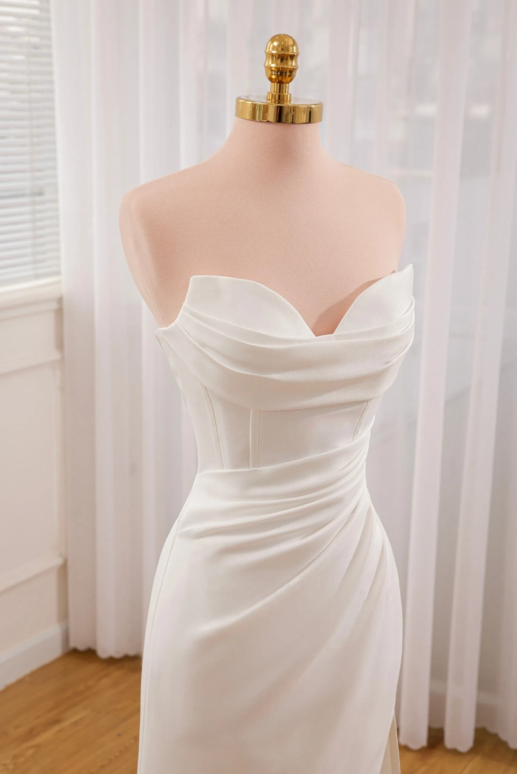 Sia | Mermaid Strapless Satin Wedding Dress With Convenient Detachable Skirt sold by KissProm product image thumbnail 4
