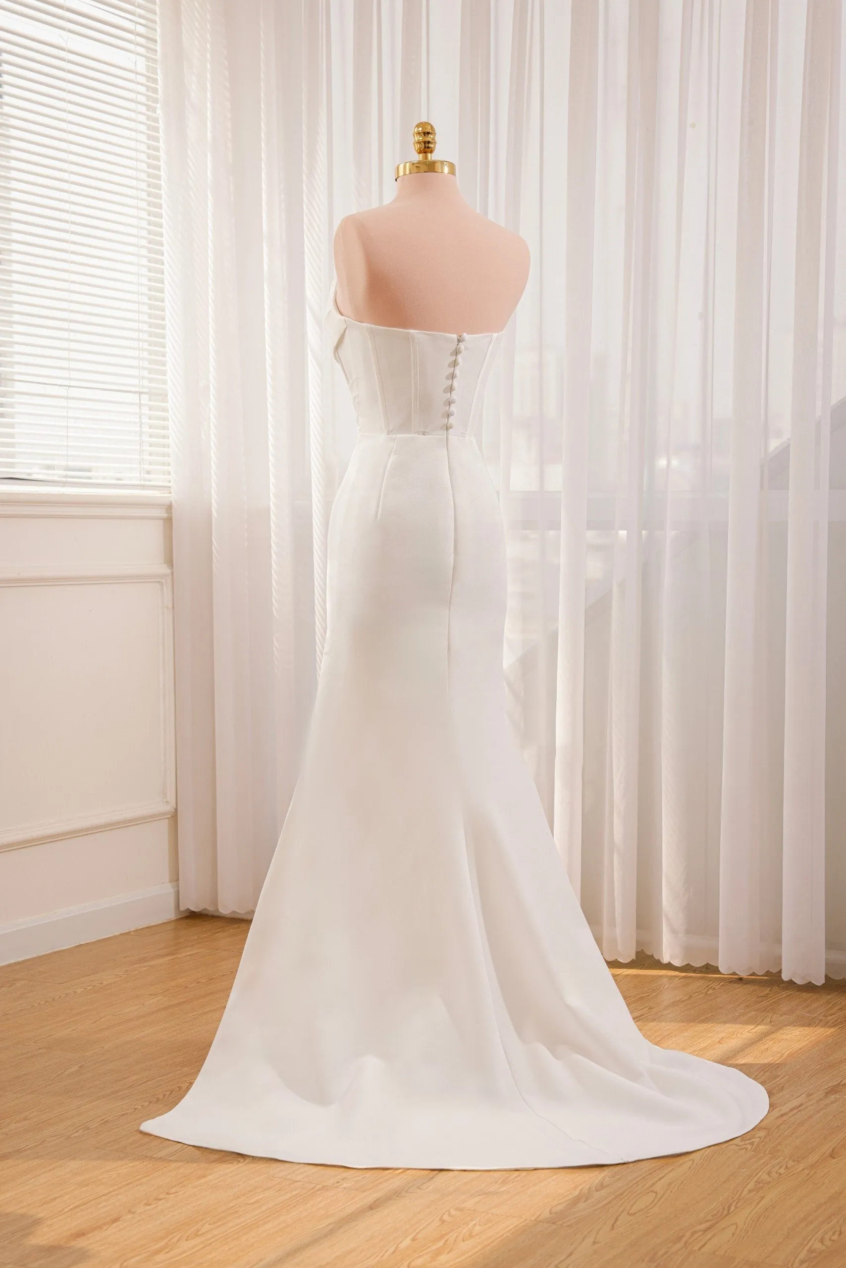 Sia | Mermaid Strapless Satin Wedding Dress With Convenient Detachable Skirt sold by KissProm product image thumbnail 5