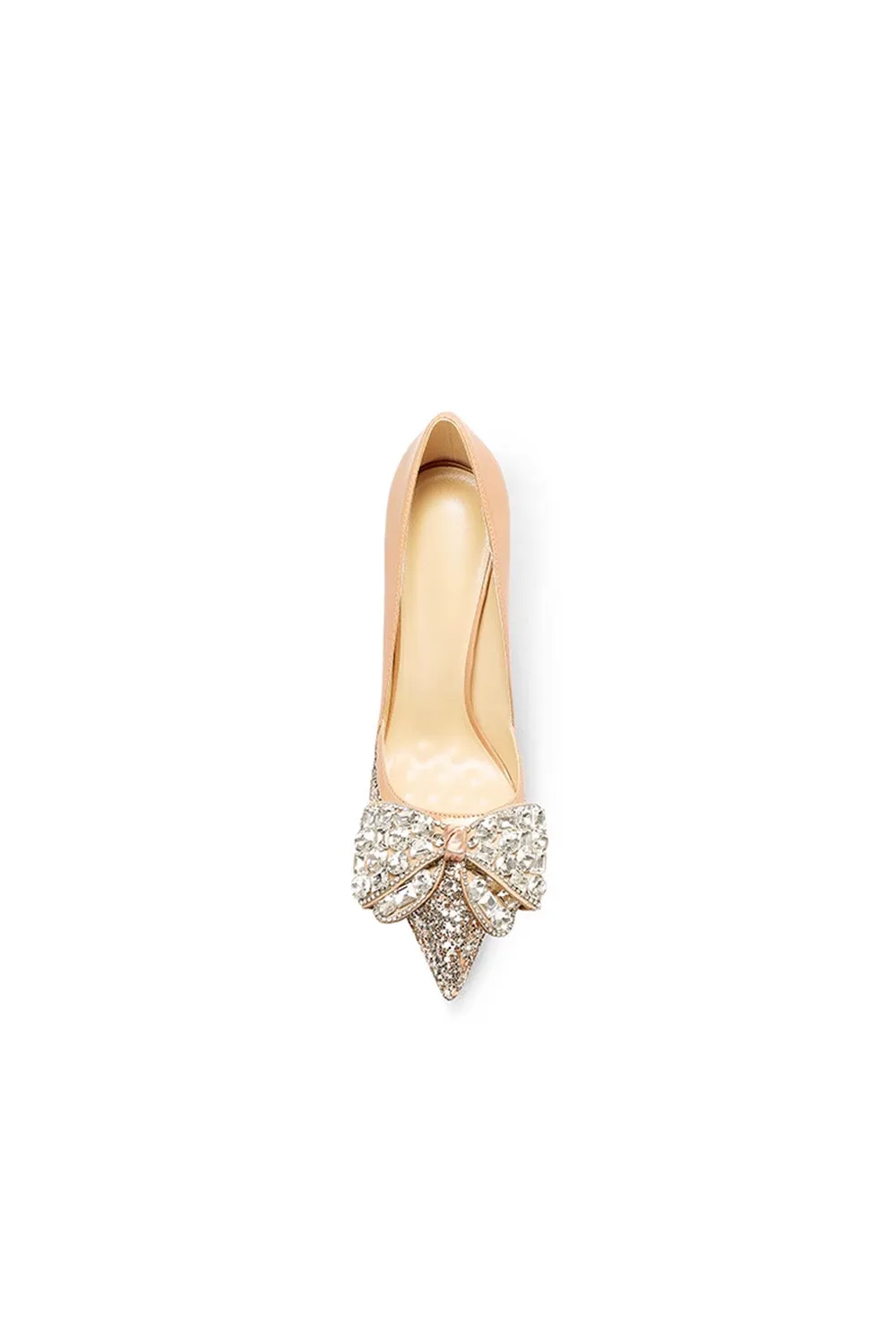 Gold Stiletto Heel Bow Mid Heel Pumps sold by KissProm product image thumbnail 3
