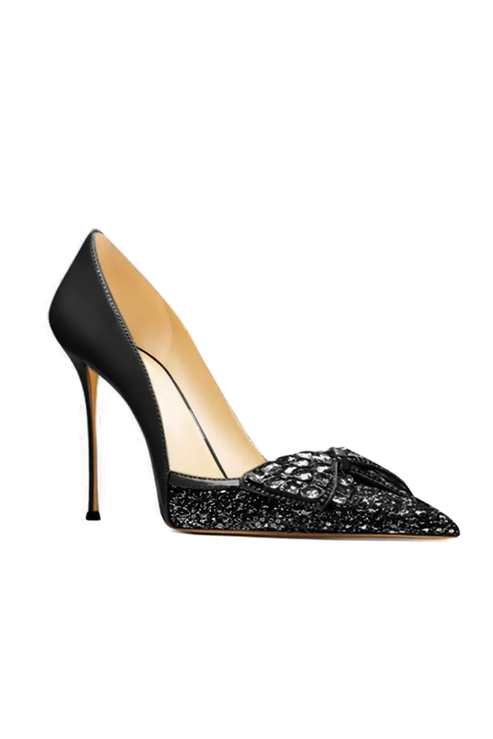 Gold Stiletto Heel Bow Mid Heel Pumps sold by KissProm product image thumbnail 5