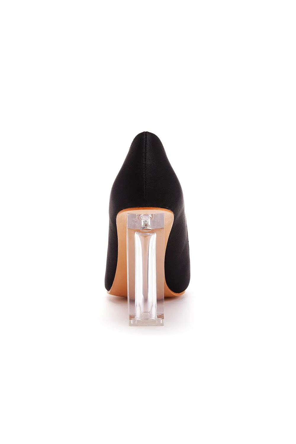 Simple Satin Slip on Pointed Toe Transparent Block Heels sold by KissProm product image thumbnail 5