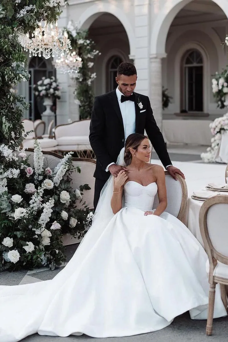 Ball Gown Sweetheart Satin Wedding Dresses sold by KissProm