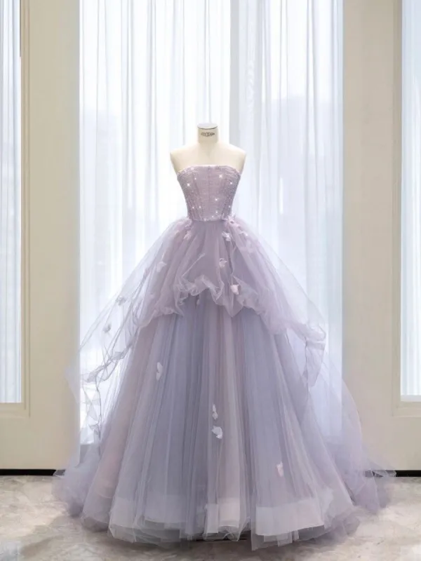 Tulle Ball Gown Strapless Lace-Up Back Sleeveless Quinceanera Dress sold by KissProm
