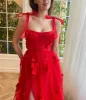 Cameron | Scarlet Lace A-line 3D Flower Long Prom Dress With Slit sold by KissProm
