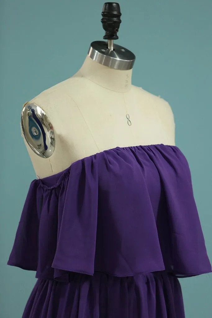 A Line Long Chiffon Off the Shoulder Mix And Match Bridesmaid Dresses sold by KissProm product image thumbnail 5