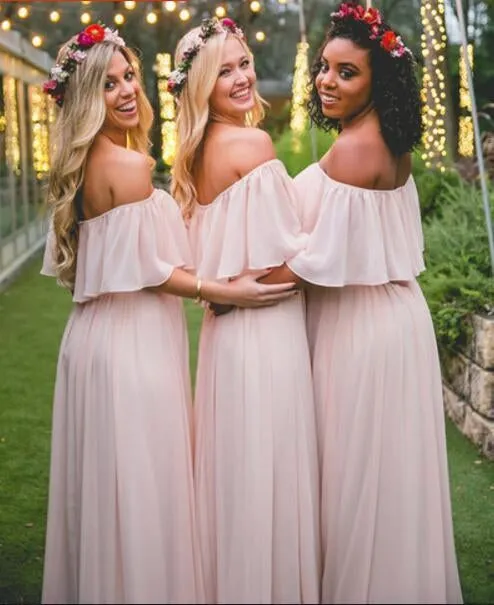 A Line Long Chiffon Off the Shoulder Mix And Match Bridesmaid Dresses sold by KissProm product image thumbnail 2