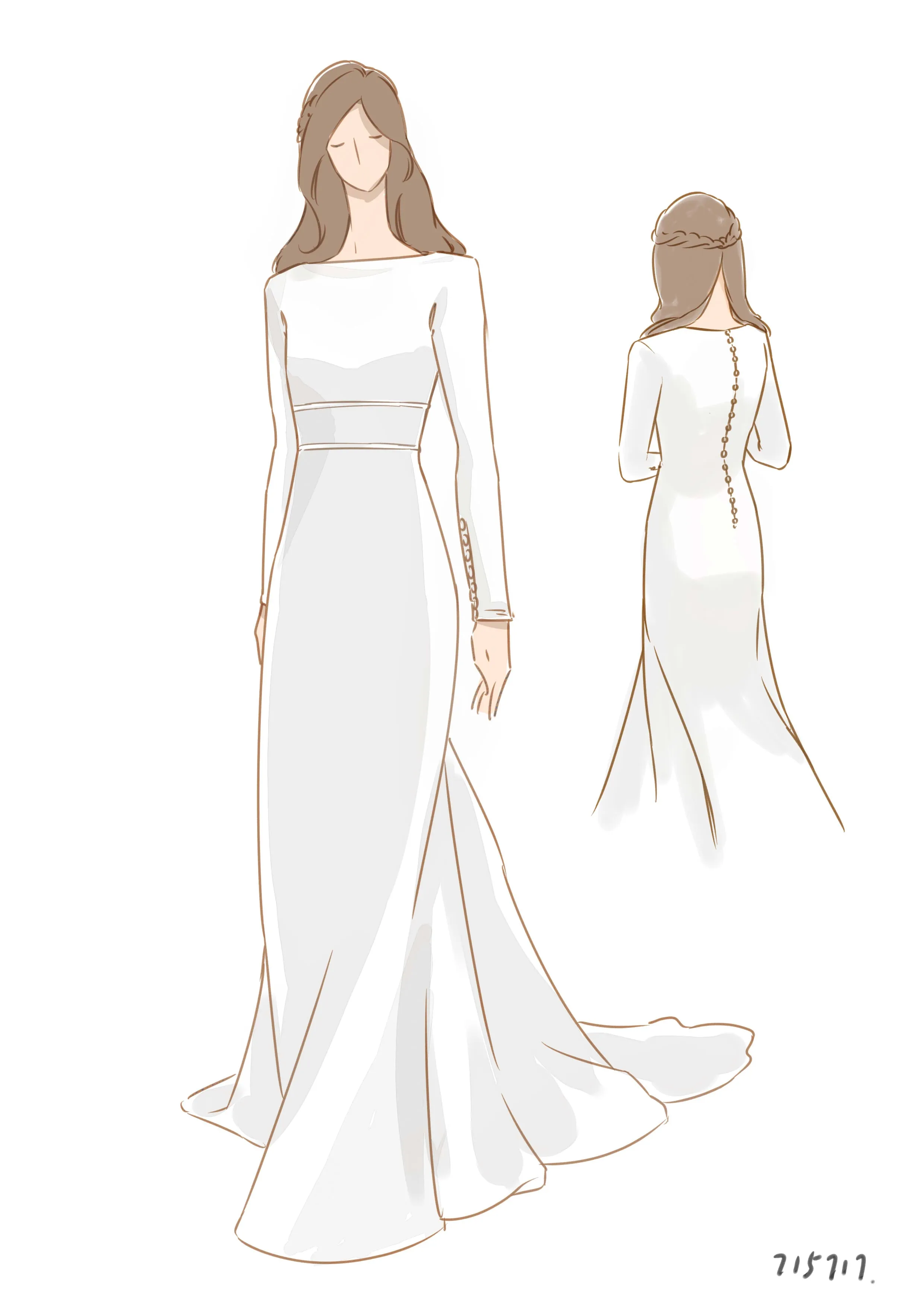 Jessamy | Modest Long Sleeve Satin Wedding Dress With Sweep Train sold by KissProm product image thumbnail 5