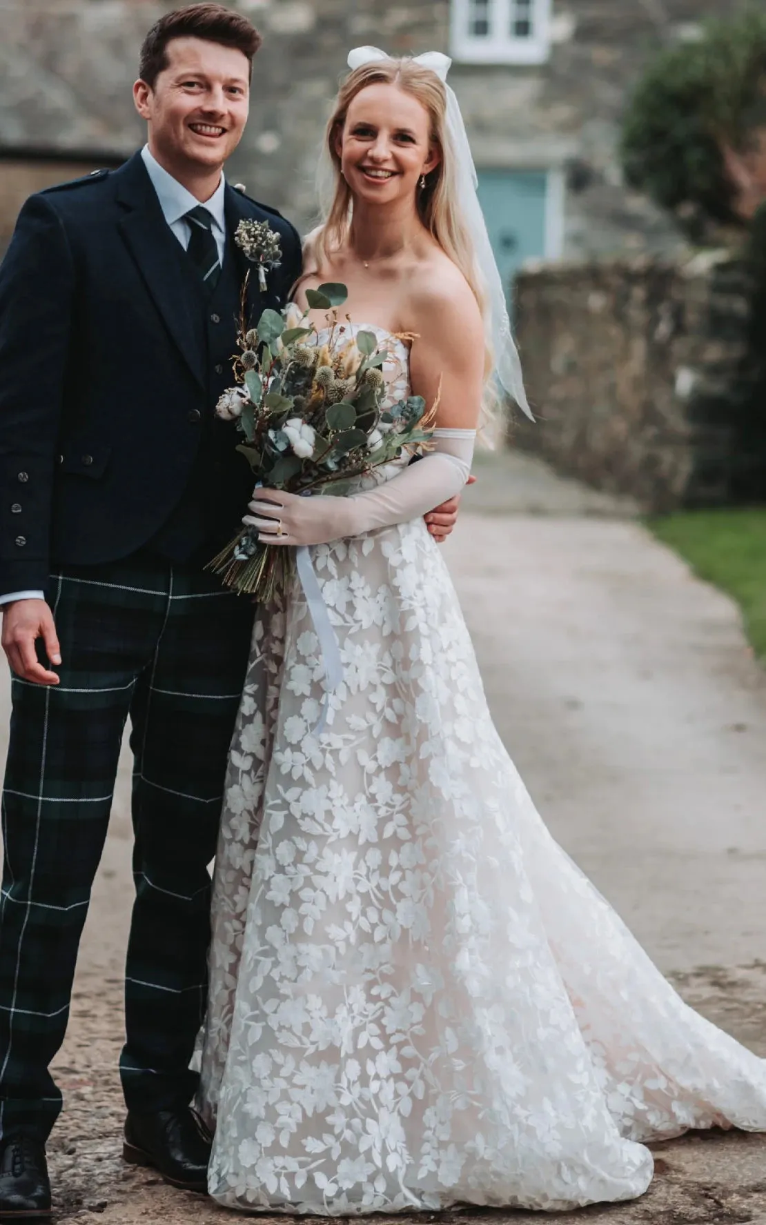 Boho Strapless Garden Marriage Dress A-Line with White Appliques Lace Sweep Train sold by KissProm product image thumbnail 2