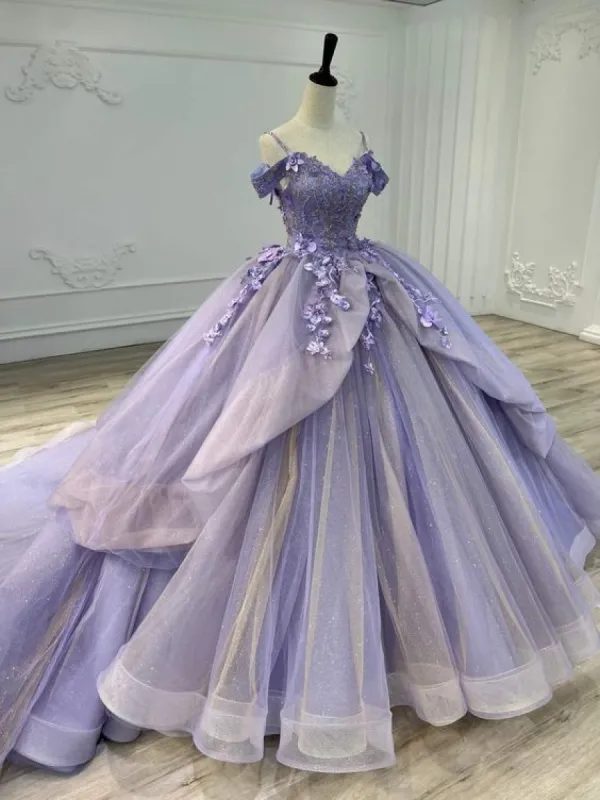 A Line Organza Off-the-Shoulder Lavender Quinceanera Dress sold by KissProm