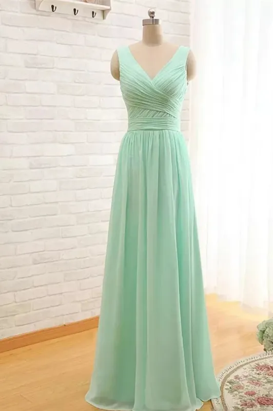 A-Line Sleeveless Floor-length Chiffon Bridesmaid Dress with Criss Cross sold by KissProm