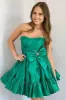 Hinako | Pink Strapless Ruffle Homecoming Dress with Bow sold by KissProm
