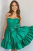 Hinako | Pink Strapless Ruffle Homecoming Dress with Bow sold by KissProm