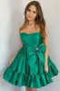 Hinako | Pink Strapless Ruffle Homecoming Dress with Bow sold by KissProm