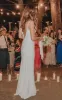 Simple Mermaid Satin Wedding Dress With Split Front And Deep-V Back sold by KissProm