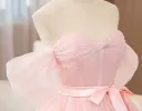 Silvia | Pink A Line Tulle Sweetheart Floor-Length Wedding Dress with Sashes sold by KissProm