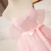 Silvia | Pink A Line Tulle Sweetheart Floor-Length Wedding Dress with Sashes sold by KissProm