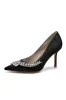 Crystal Side Pointed Toe Satin Pump sold by KissProm