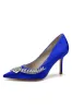 Crystal Side Pointed Toe Satin Pump sold by KissProm
