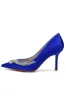 Crystal Side Pointed Toe Satin Pump sold by KissProm
