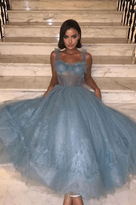 Angel | Gray Blue Tulle Lace Formal Dress Prom Dress Tulle Lace Evening Dress sold by KissProm