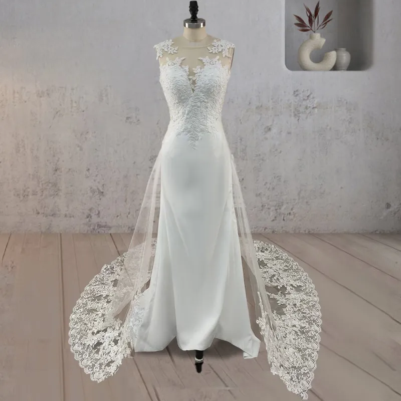 Mermaid Illusion Lace Appliqued Wedding Dress sold by KissProm