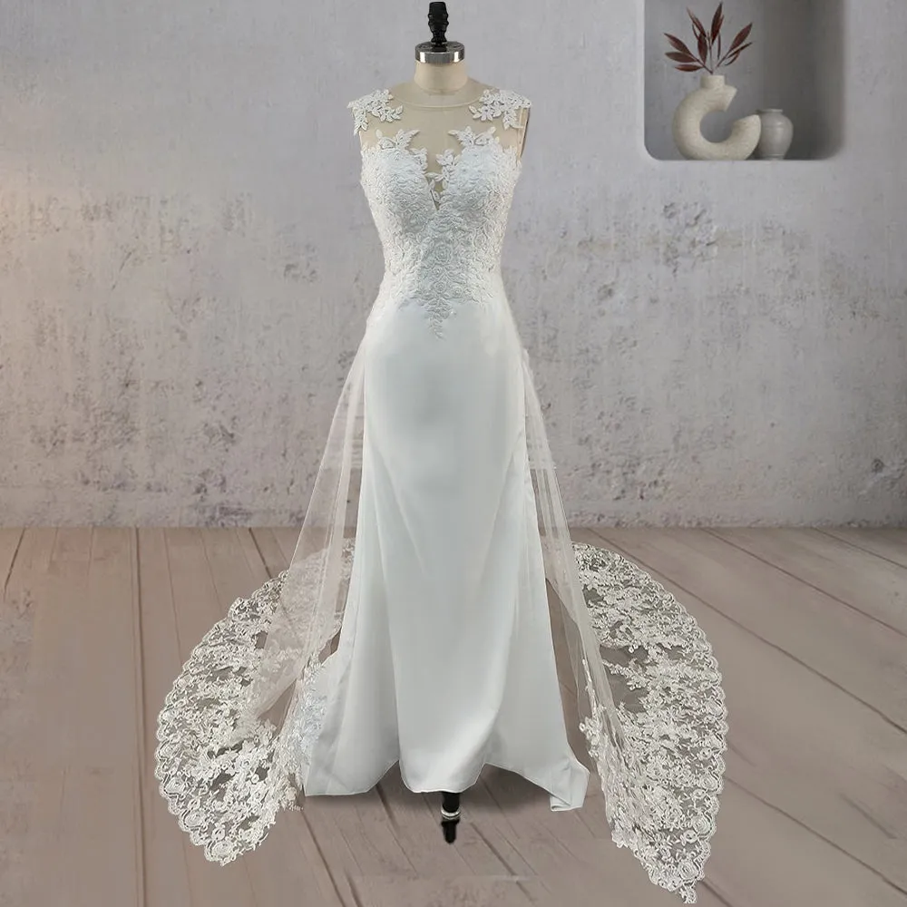 Mermaid Illusion Lace Appliqued Wedding Dress sold by KissProm