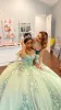 Letitia | Ball Gown Lace Off the Shoulder Sage Green Quinceanera Dress sold by KissProm