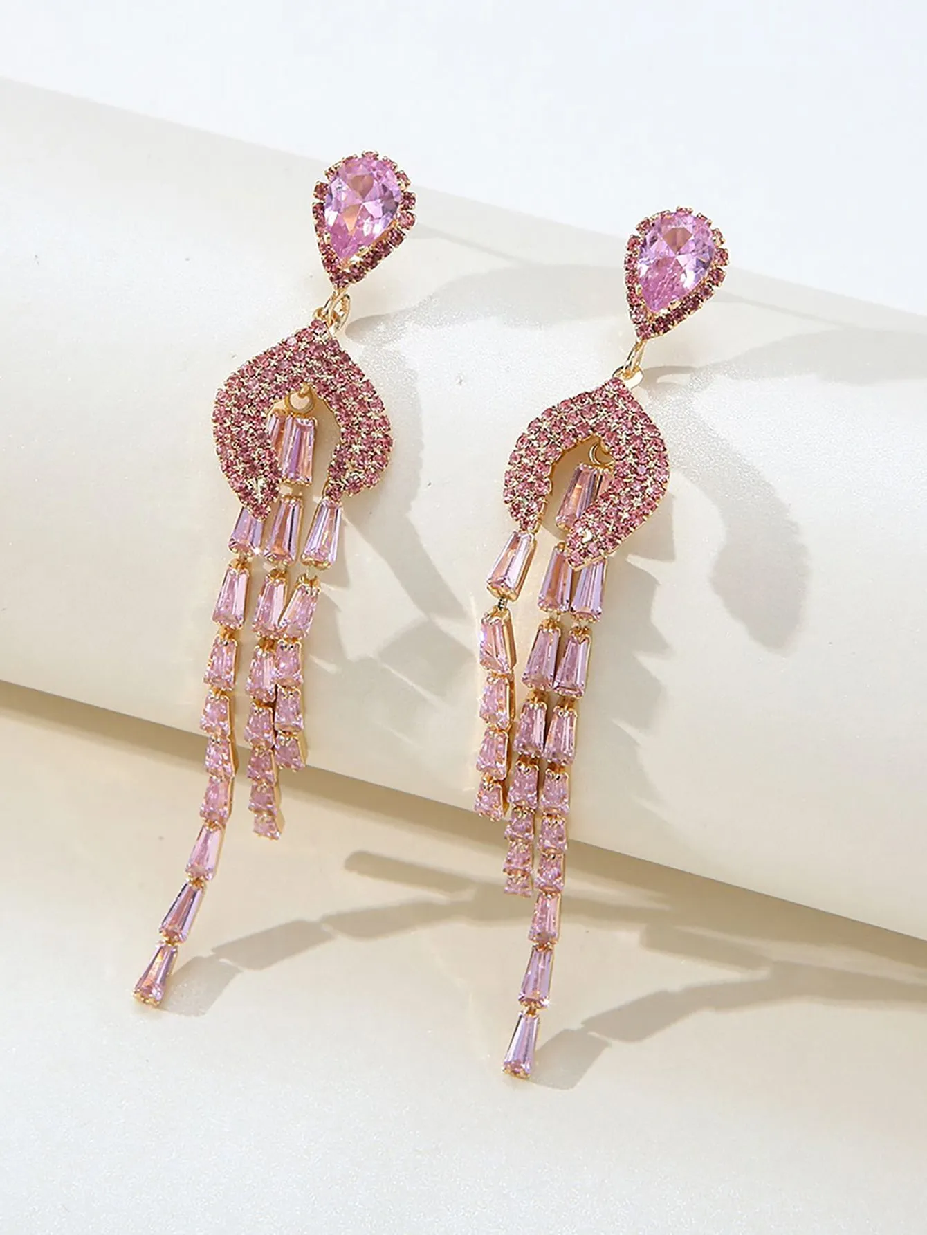 Pink Tassel Vintage Long Earrings sold by KissProm
