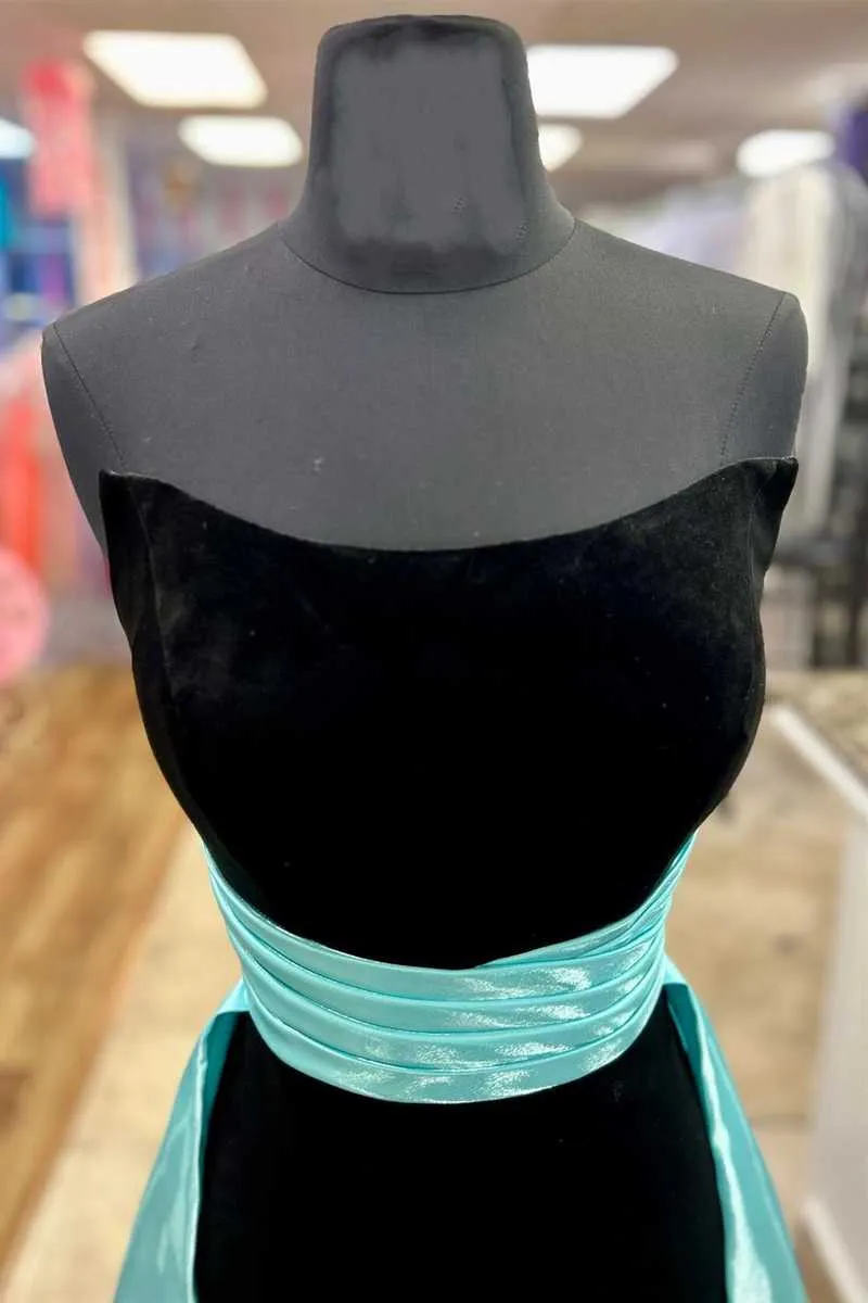 Perry | Fuchsia - Strapless Velvet Homecoming Dress with Train sold by KissProm product image thumbnail 5