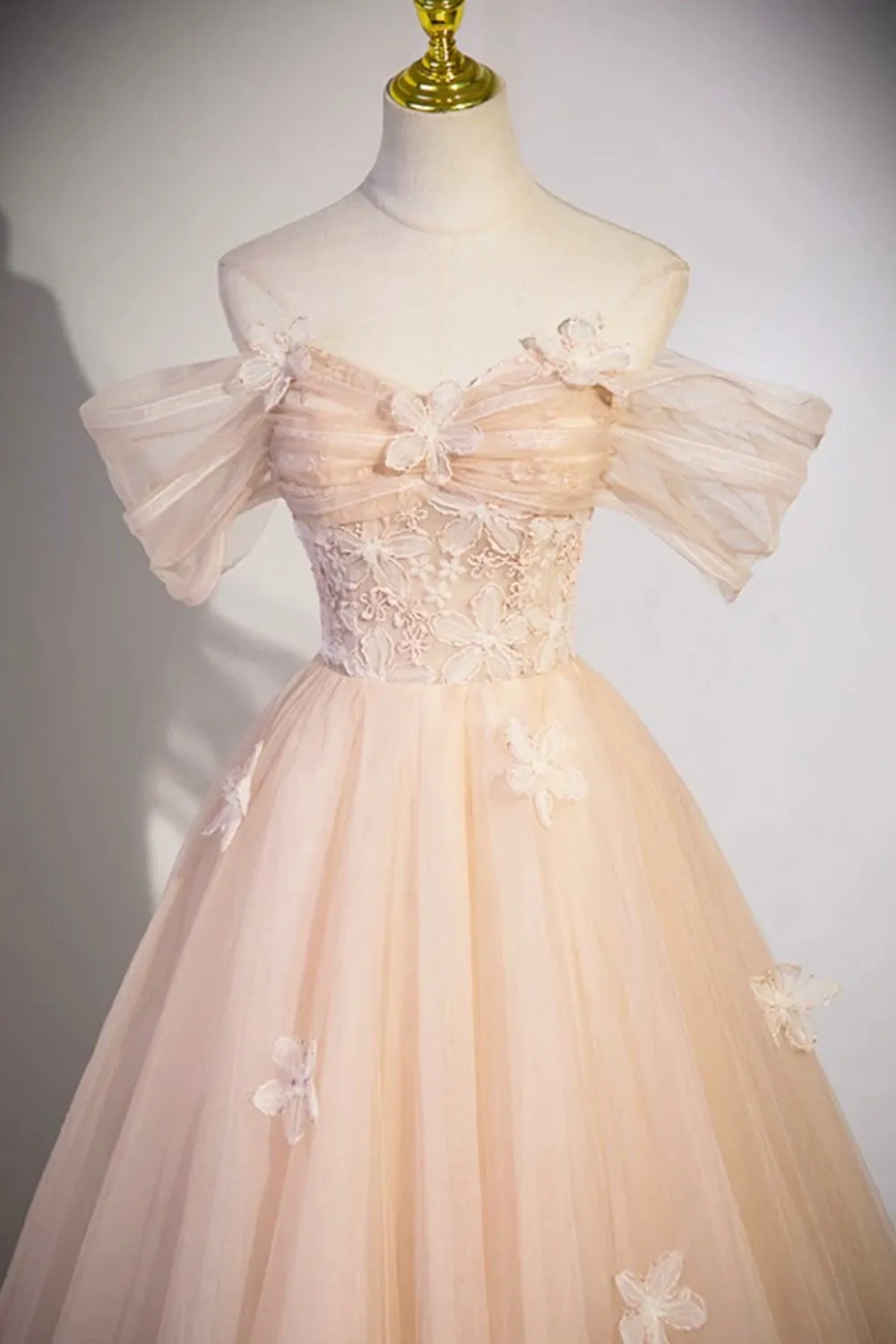 Coraline | Cute Flowers Tulle Long Formal Dresses, Off Shoulder Evening Dresses sold by KissProm product image thumbnail 2