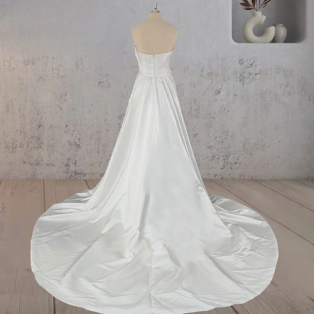 Unique Mermaid Satin Wedding Dress with Beadings sold by KissProm product image thumbnail 2