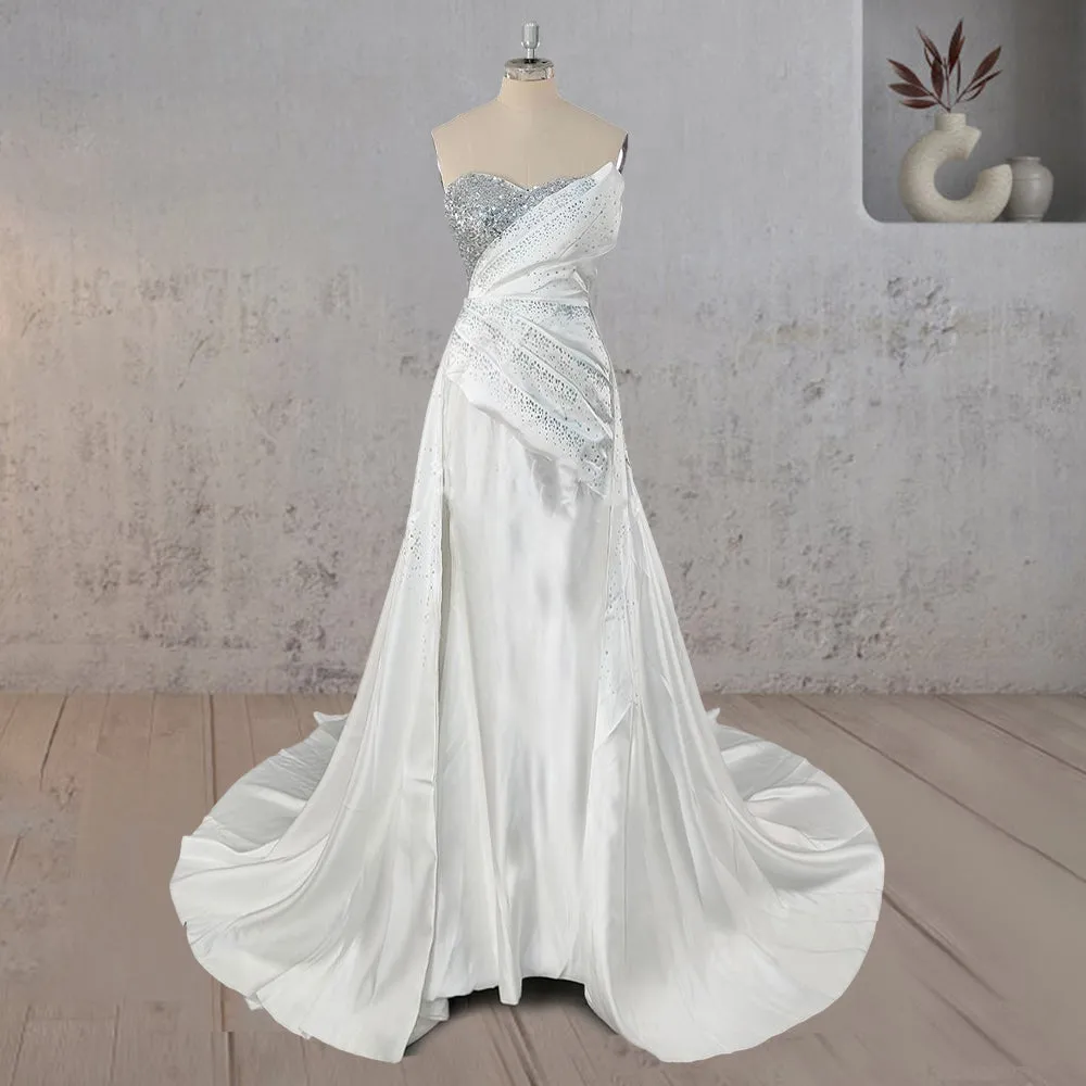Unique Mermaid Satin Wedding Dress with Beadings sold by KissProm