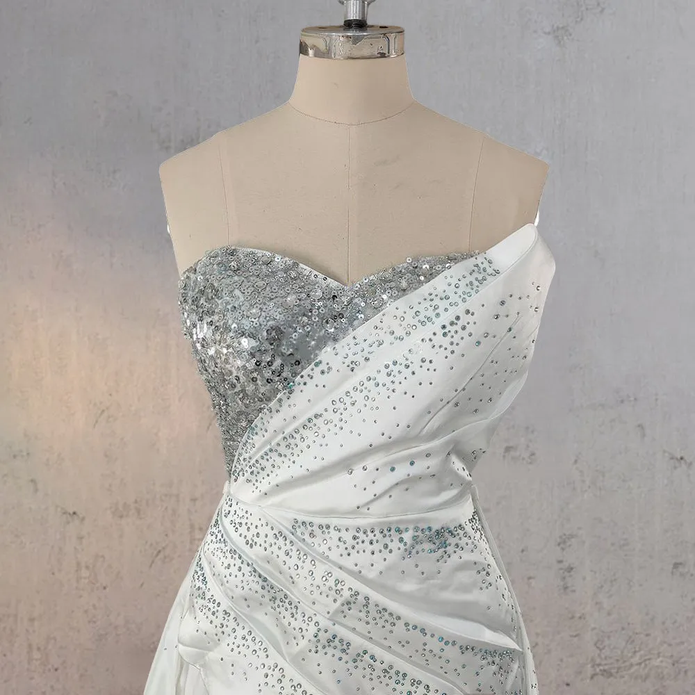 Unique Mermaid Satin Wedding Dress with Beadings sold by KissProm product image thumbnail 4