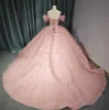 Tulle Tufted Pink Floral Quinceañera Ball Gown Dress sold by KissProm