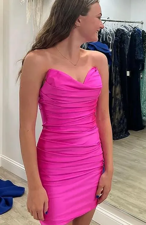Boydcon Sweetheart Fuchsia Short Homecoming Dress with Ruched sold by KissProm product image thumbnail 2
