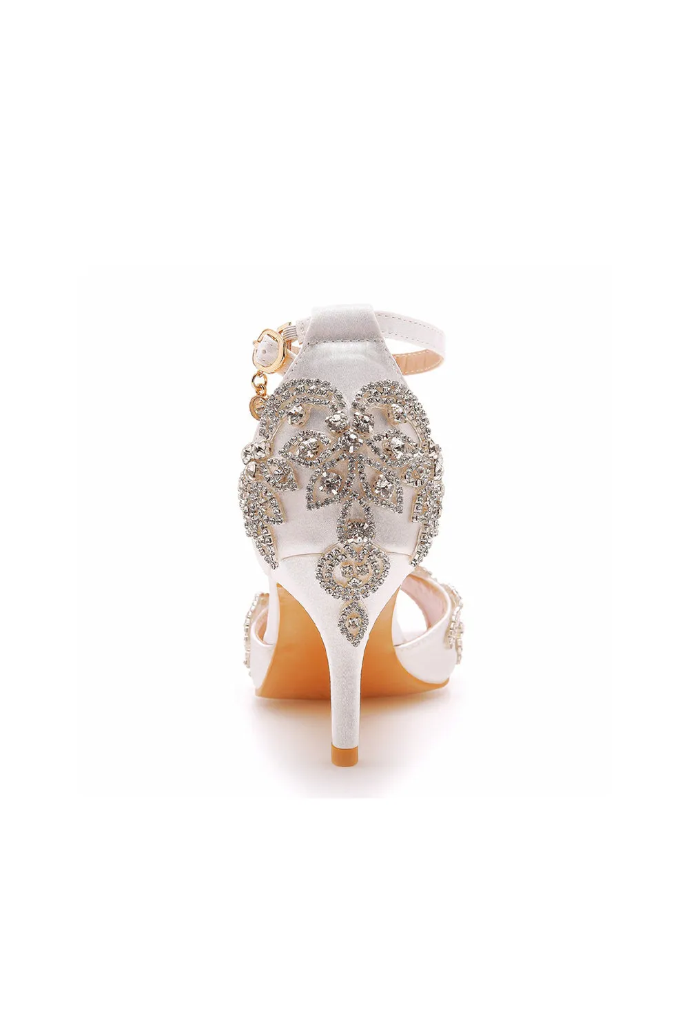 Peep Toe Satin Rhinestone Ankle Strap High Heels sold by KissProm product image thumbnail 5