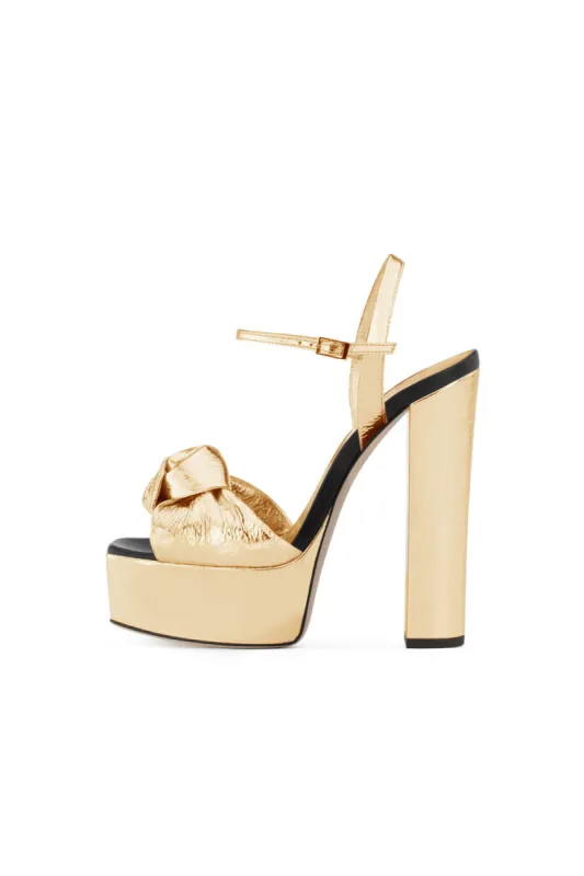 Outdoor Gold Platform Sandals with Chunky Heels sold by KissProm