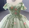 Light Green Off The Shoulder Lace Up Back Ball Gown Quinceanera Dress sold by KissProm