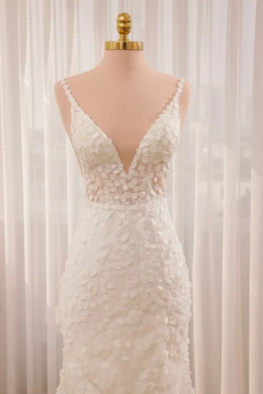 Straps White Lace Mermaid Wedding Dress With Appliques sold by KissProm