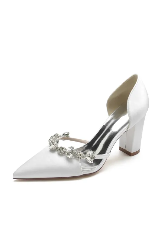 Crystal Strap Pointed Toe Block Heel Sandals sold by KissProm