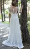 A-Line Short Sleeve Lace Appliques Illusion Back Wedding Dress with Sash sold by KissProm