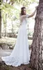 A-Line Short Sleeve Lace Appliques Illusion Back Wedding Dress with Sash sold by KissProm