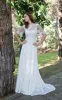 A-Line Short Sleeve Lace Appliques Illusion Back Wedding Dress with Sash sold by KissProm